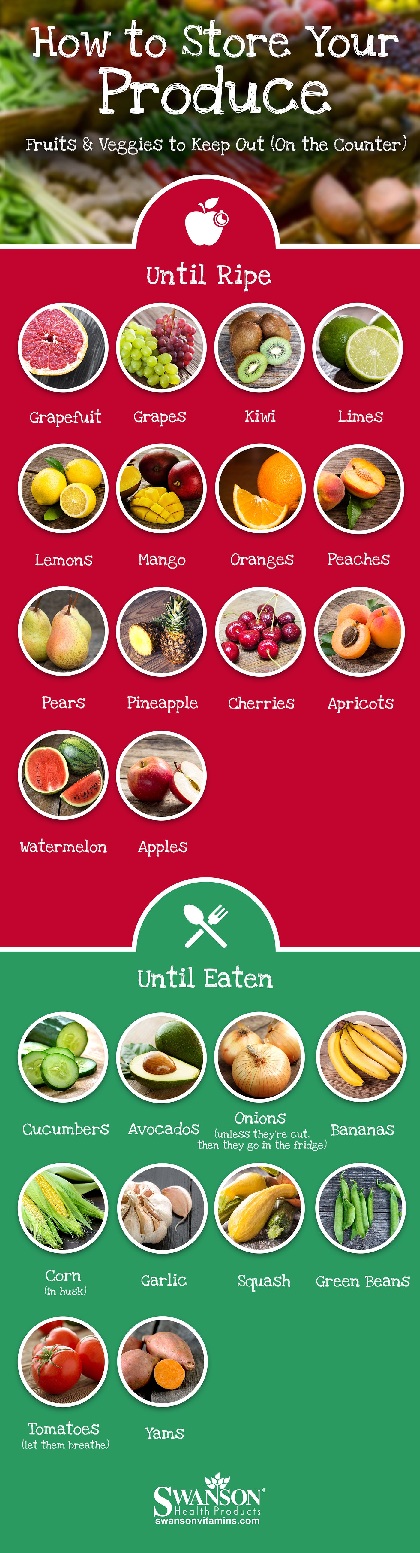 Fruits & Veggies to Store on the Counter